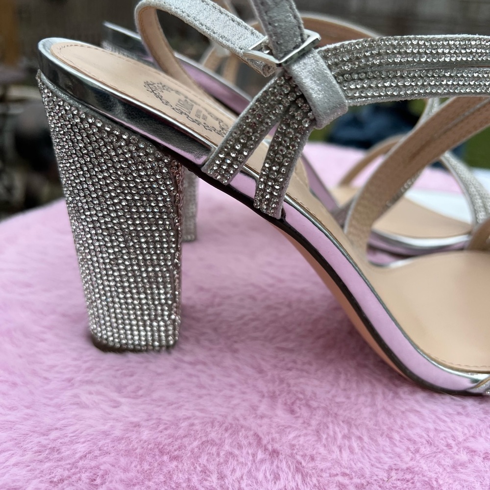 Elegant Silver/Rhinestone Strappy Heels